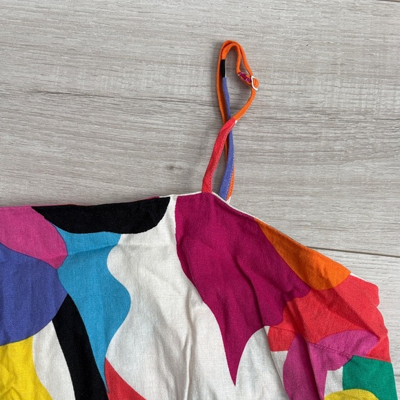 Linen blend Multicolor Print Sundress size L - Picture 3 of 5